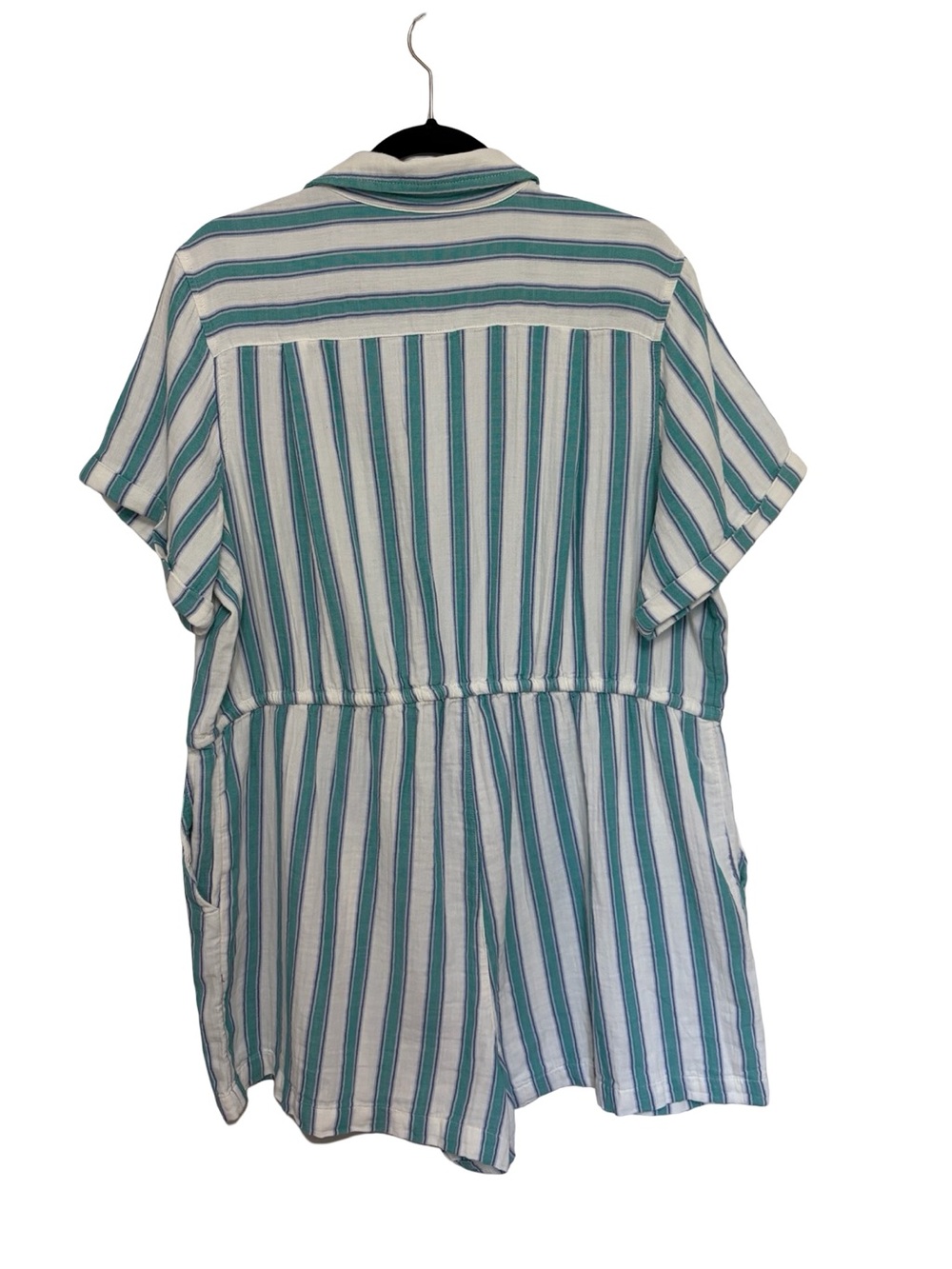 Old Navy Crinkle Cotton Gauze Button-Down Romper in Blue Stripe - Size XL Petire - Picture 4 of 8